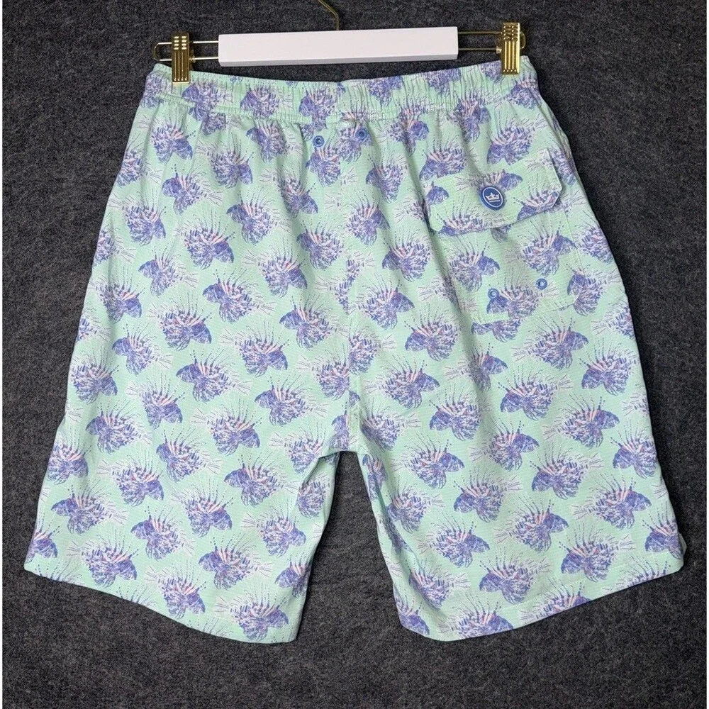 Peter Millar Seaside Collection Swim Trunks Men's M Lionfish Print Mint Green